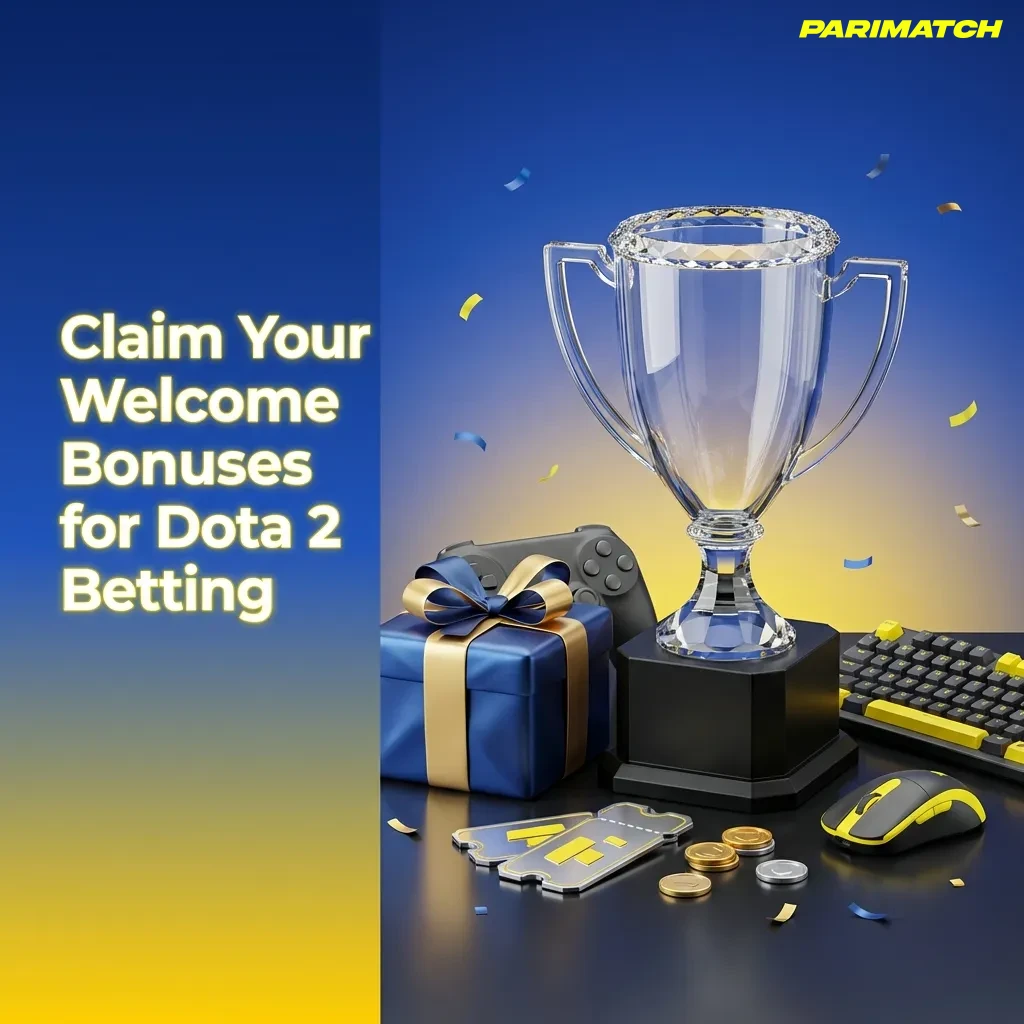 Parimatch India 2 welcome bonus interface showing 150% sports bonus and 100% instant games bonus for Dota 2 betting