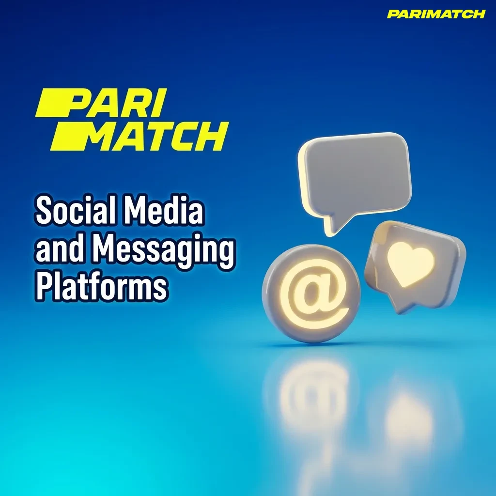 Social media icons for WhatsApp, Telegram, Facebook Messenger, and Twitter customer support platforms — Parimatch in India