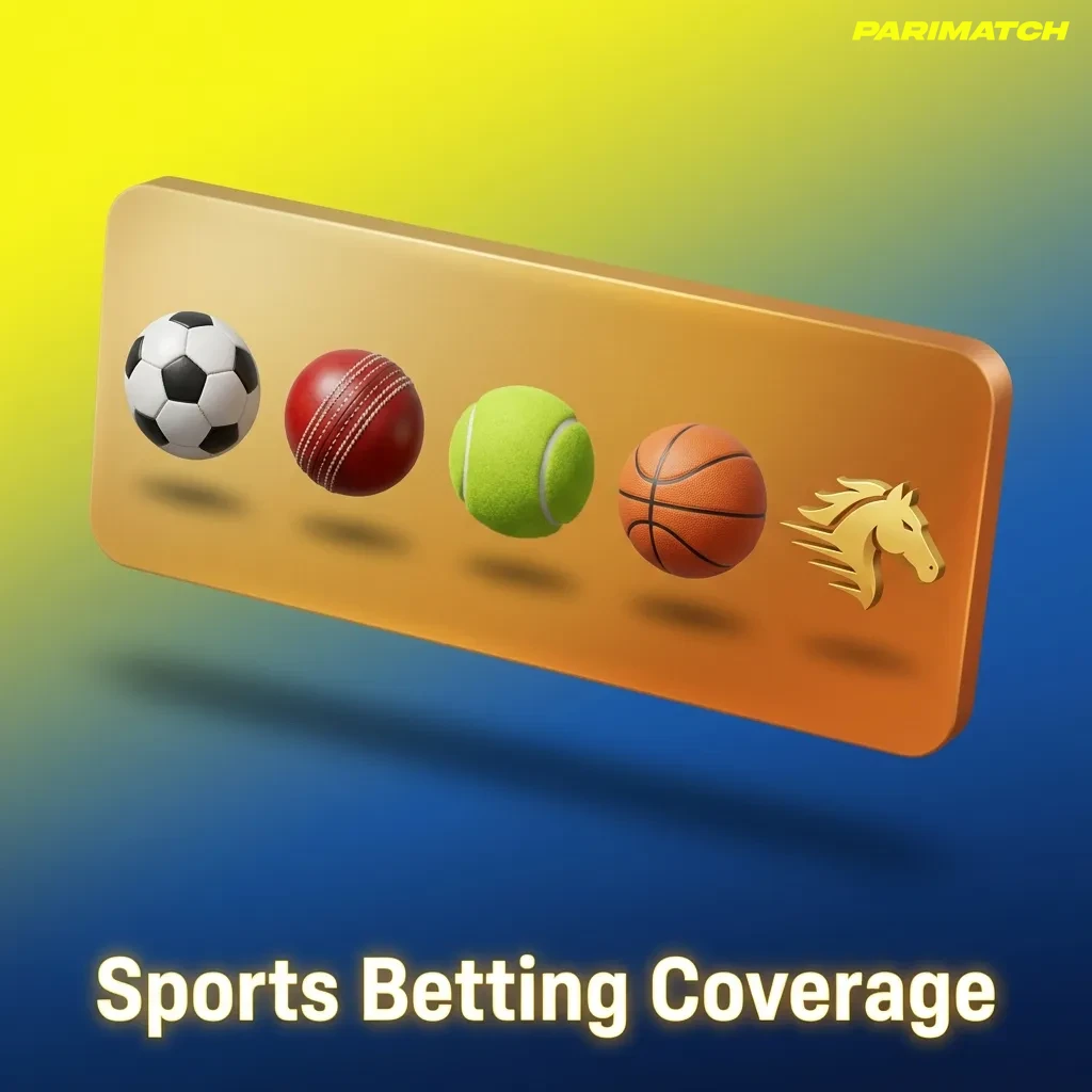 Sports betting platform displaying over 30 sports including cricket, football, kabaddi, tennis, and esports markets — Parimatch in India