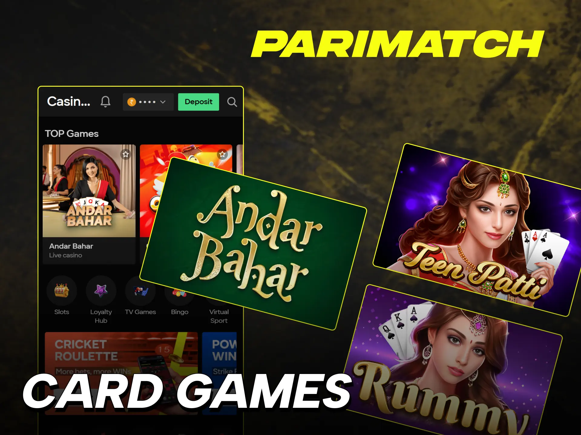 Enjoy traditional Indian Card Games at the Parimatch Casino site.