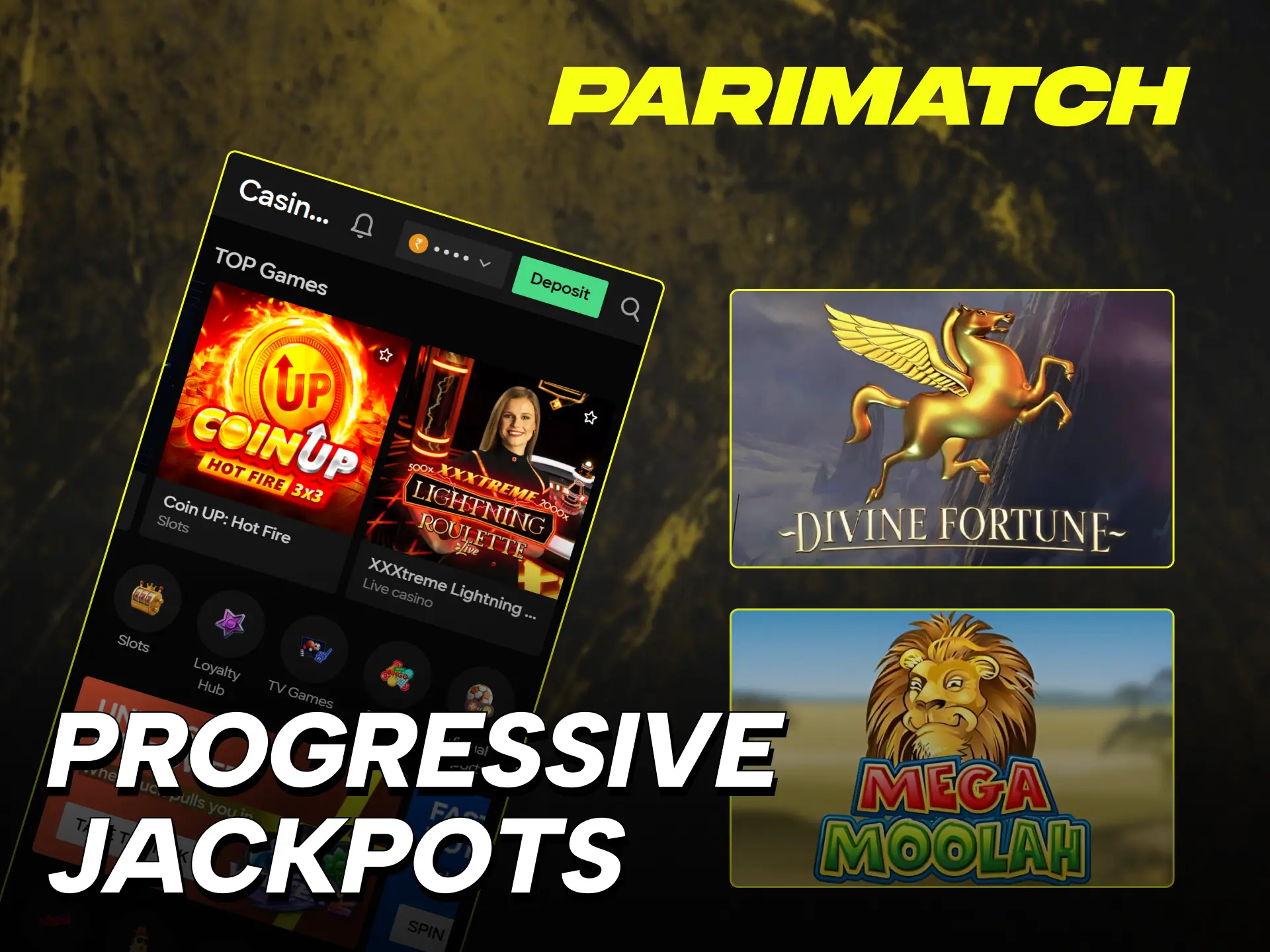 Win life-changing sums on Parimatch Casino progressive jackpot slots.