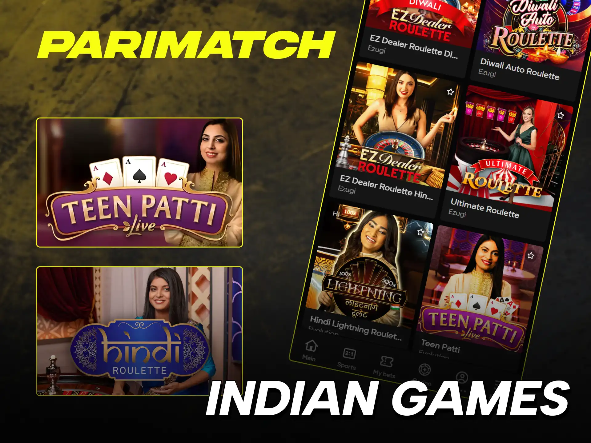 Play traditional Indian Live Games like Andar Bahar at Parimatch.