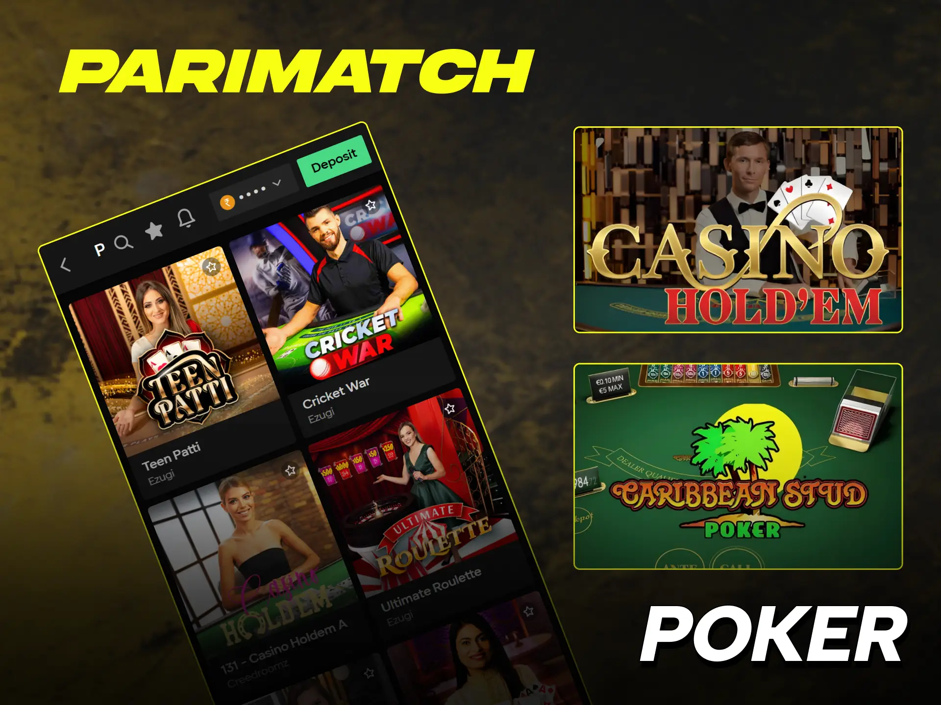 Join competitive Live Games Poker rooms and win at Parimatch.