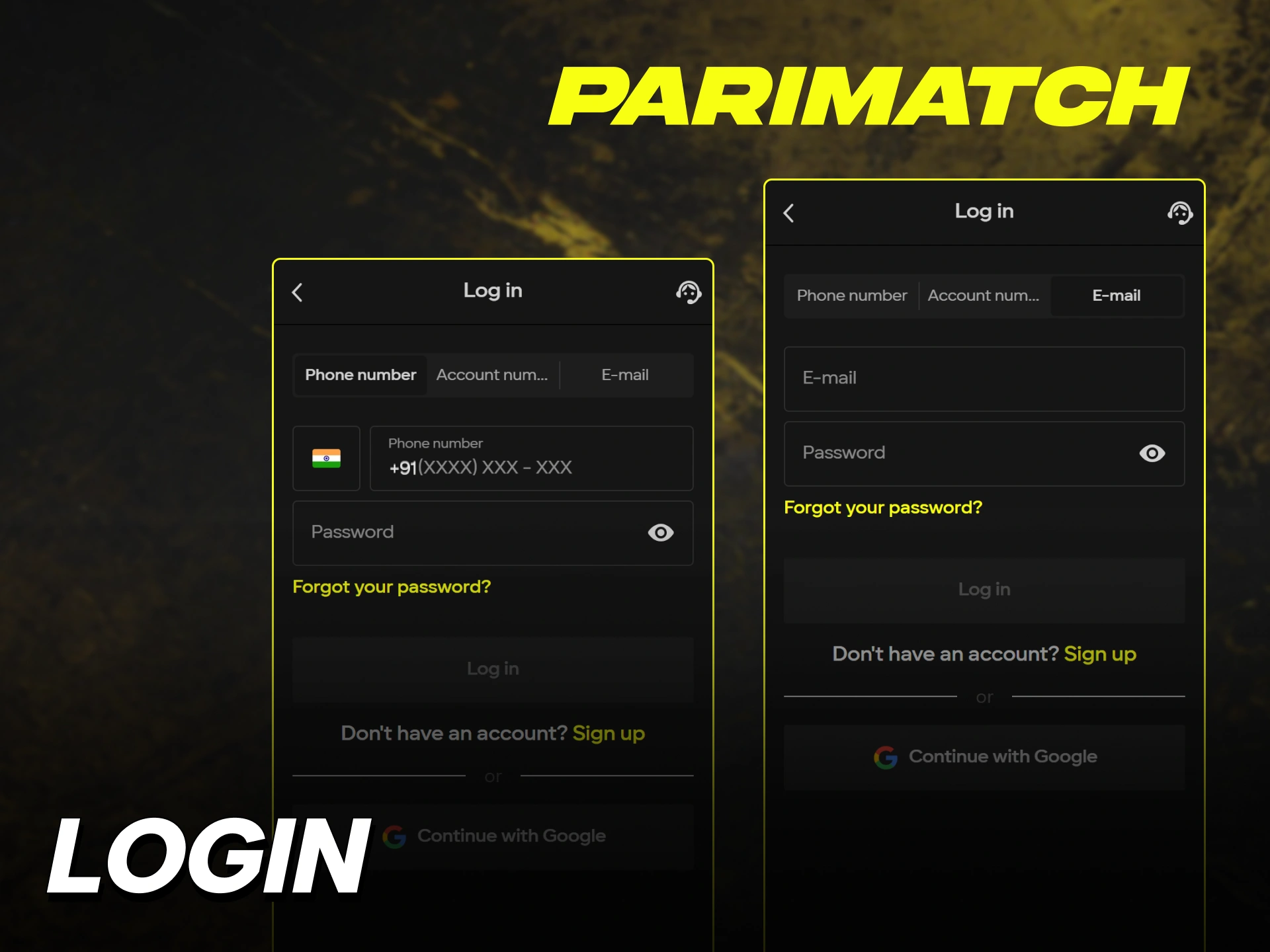 Sign in to your Parimatch India profile to start betting on cricket.