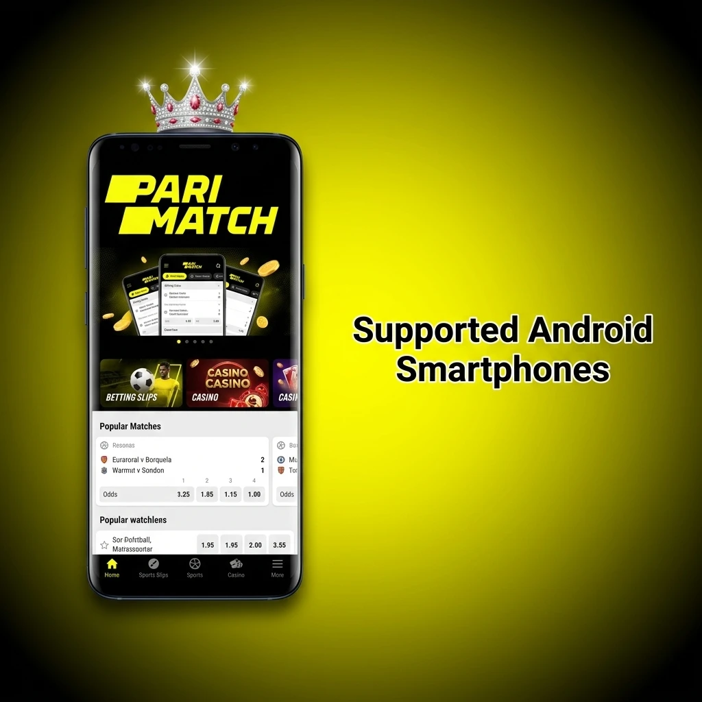 Supported Android smartphones for the Parimatch app in India, including Samsung, Xiaomi, OnePlus, and Vivo.