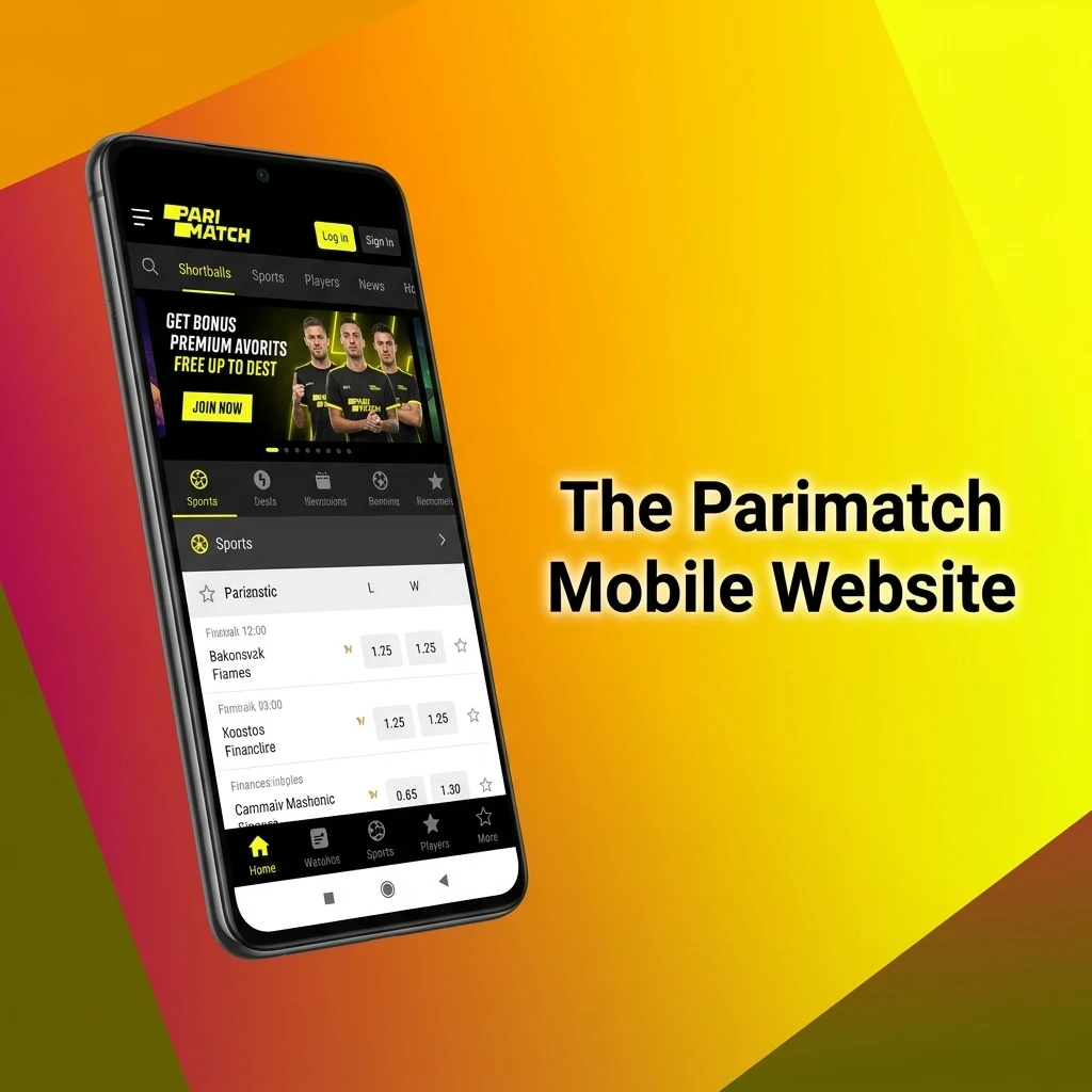 Parimatch mobile optimised website interface on a smartphone for sports betting and online casino games.