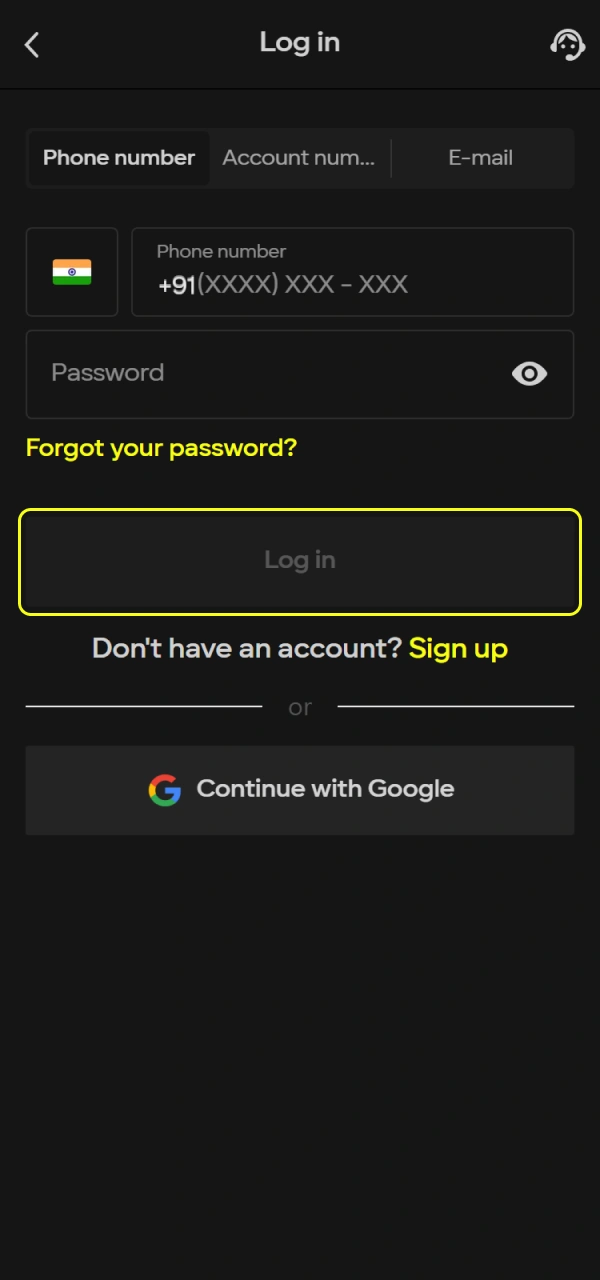 Enter the main screen and start playing after Parimatch iOS App Login.