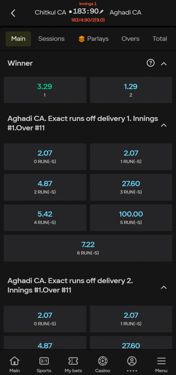 Configure your wager as part of the Parimatch iOS Betting steps.