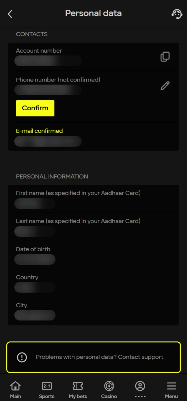 Upload a clear photo of yourself for Parimatch Account Verification in India.