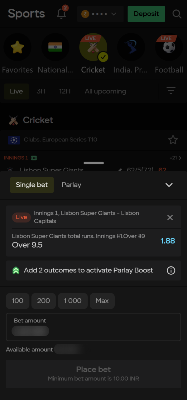Confirm your first wager and enjoy the official Parimatch Sport action.